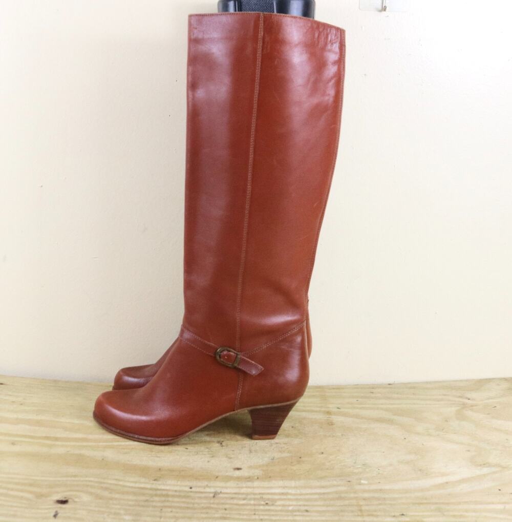 New Vintage Bootalinos Boots By Corelli 8.5M Brown Leather Zip Up Tall